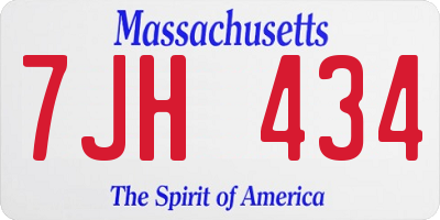 MA license plate 7JH434