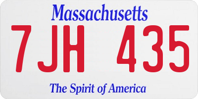 MA license plate 7JH435