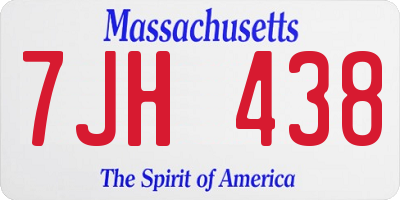 MA license plate 7JH438