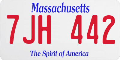 MA license plate 7JH442