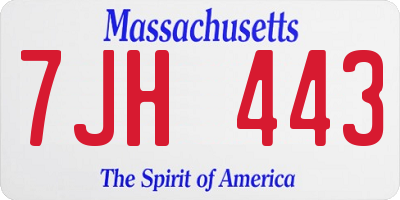 MA license plate 7JH443