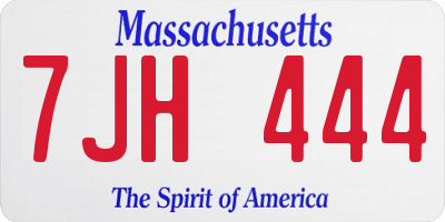 MA license plate 7JH444