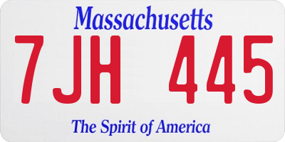 MA license plate 7JH445