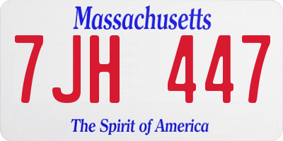 MA license plate 7JH447