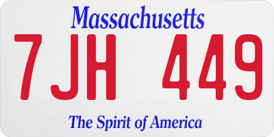 MA license plate 7JH449