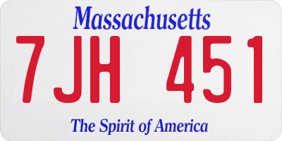 MA license plate 7JH451