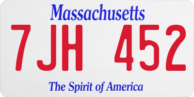MA license plate 7JH452