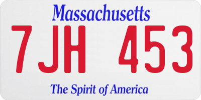 MA license plate 7JH453