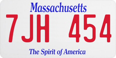 MA license plate 7JH454