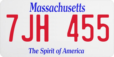 MA license plate 7JH455