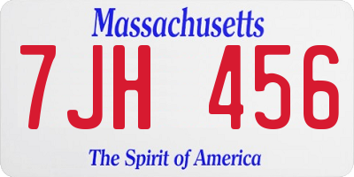 MA license plate 7JH456