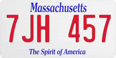MA license plate 7JH457
