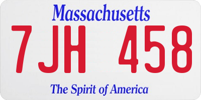 MA license plate 7JH458