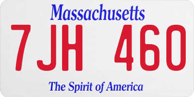 MA license plate 7JH460
