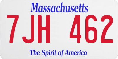 MA license plate 7JH462