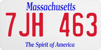 MA license plate 7JH463
