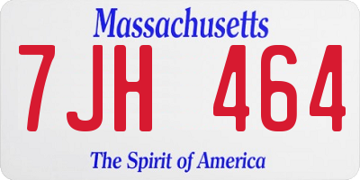 MA license plate 7JH464