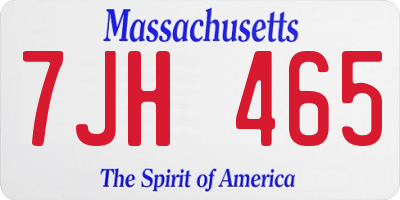 MA license plate 7JH465