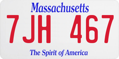 MA license plate 7JH467