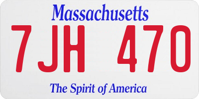 MA license plate 7JH470