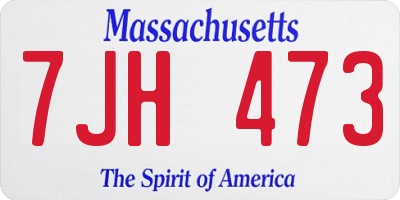 MA license plate 7JH473