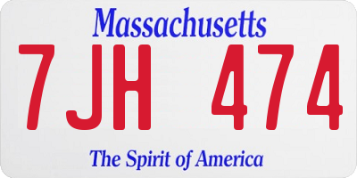 MA license plate 7JH474