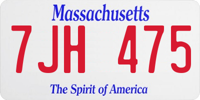 MA license plate 7JH475