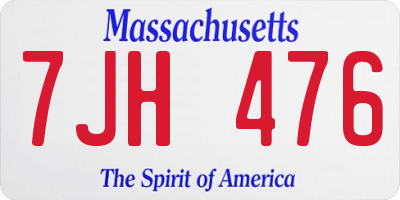 MA license plate 7JH476