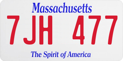 MA license plate 7JH477