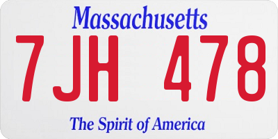 MA license plate 7JH478