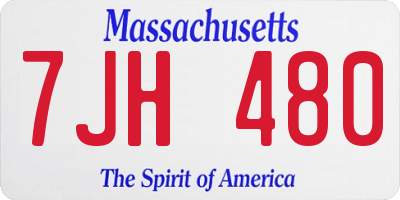 MA license plate 7JH480