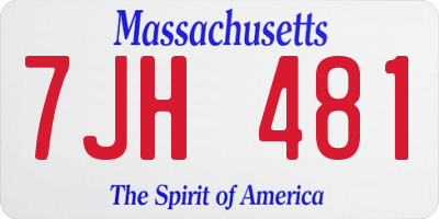 MA license plate 7JH481