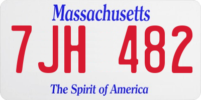 MA license plate 7JH482