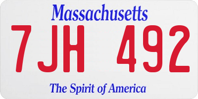 MA license plate 7JH492