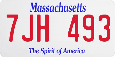 MA license plate 7JH493