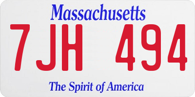 MA license plate 7JH494