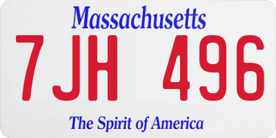 MA license plate 7JH496