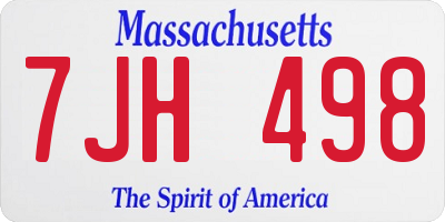 MA license plate 7JH498