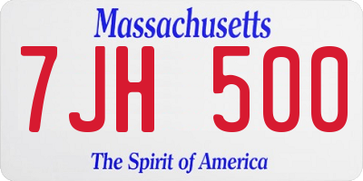 MA license plate 7JH500