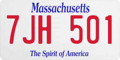 MA license plate 7JH501