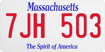MA license plate 7JH503