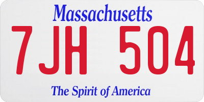 MA license plate 7JH504