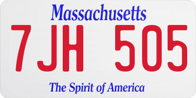 MA license plate 7JH505