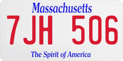 MA license plate 7JH506
