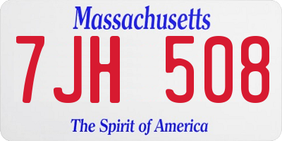 MA license plate 7JH508