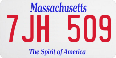 MA license plate 7JH509