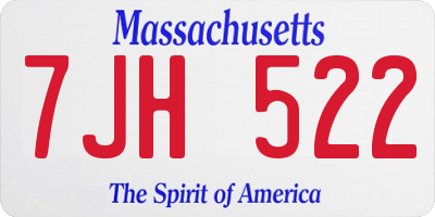 MA license plate 7JH522