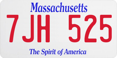 MA license plate 7JH525
