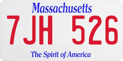 MA license plate 7JH526
