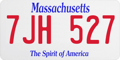 MA license plate 7JH527